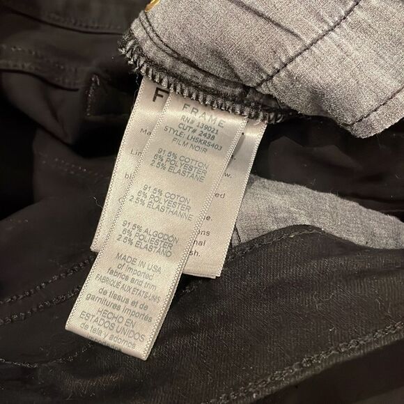 Black FRAME Le High Skinny Raw Stragger Jeans - Picture 11 of 13